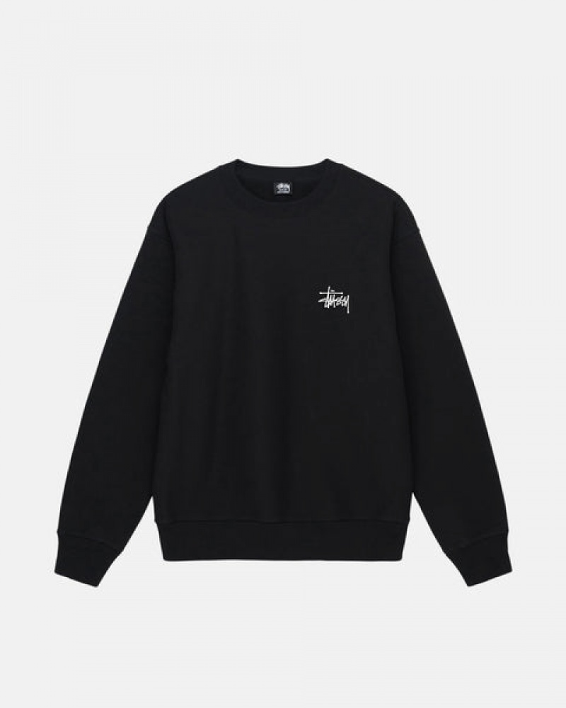 Men's Stussy Basic Stussy Crew Sweatshirts Black Ireland | BIM-3529