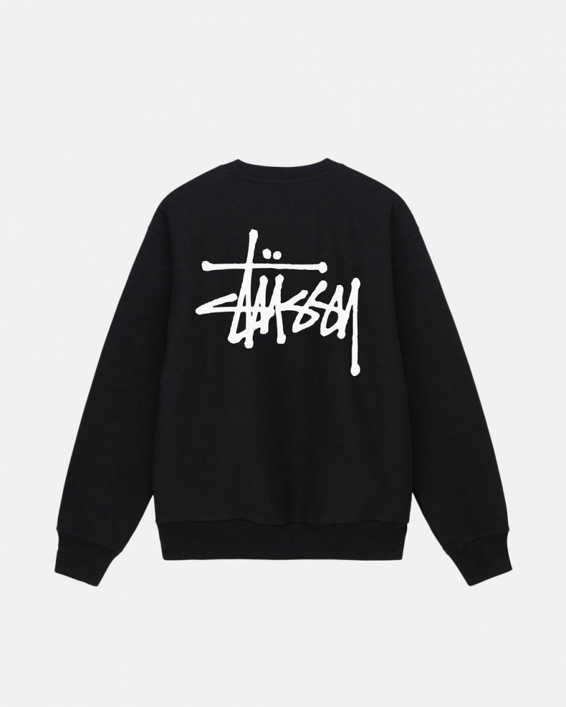 Men\'s Stussy Basic Stussy Crew Sweatshirts Black Ireland | BIM-3529