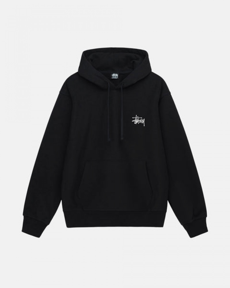 Men's Stussy Basic Stussy Hoodie Black Ireland | SEZ-5437