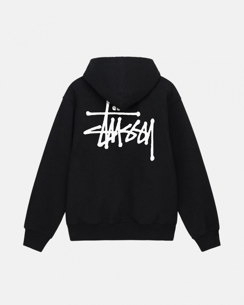 Men\'s Stussy Basic Stussy Hoodie Black Ireland | SEZ-5437