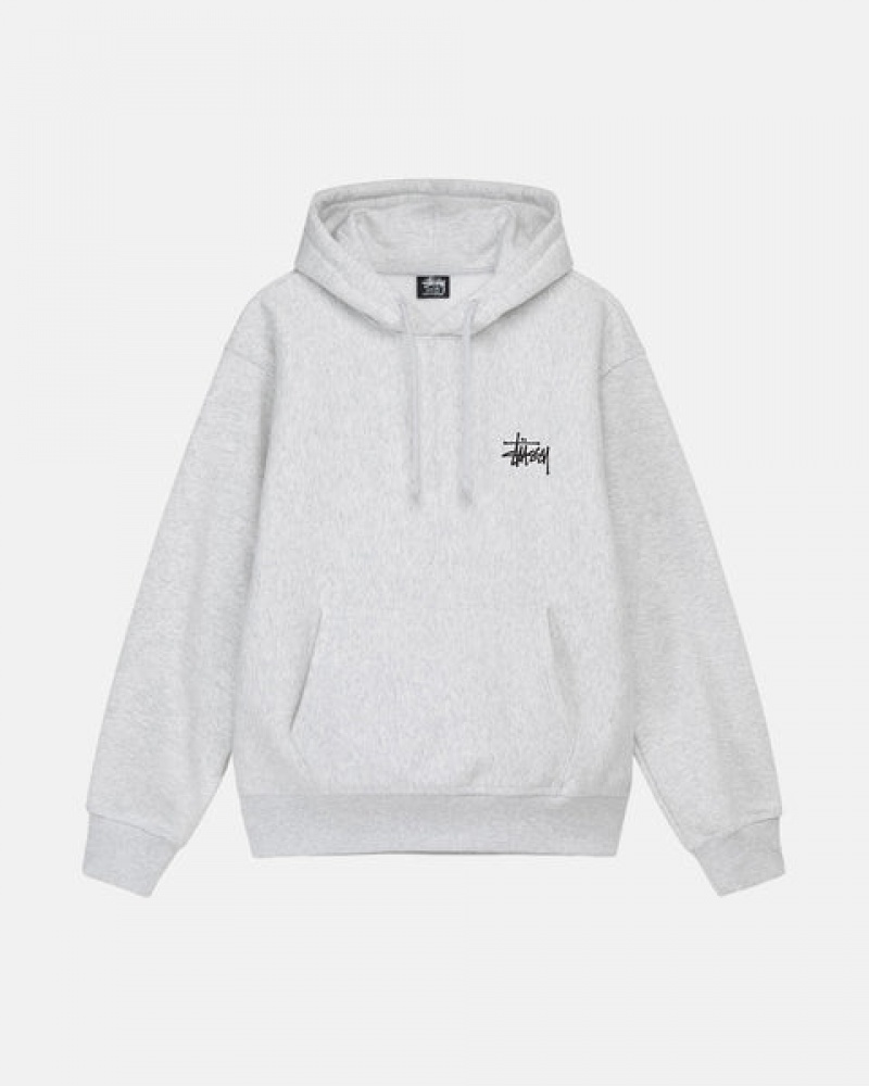 Men's Stussy Basic Stussy Hoodie Grey Ireland | EBY-7968