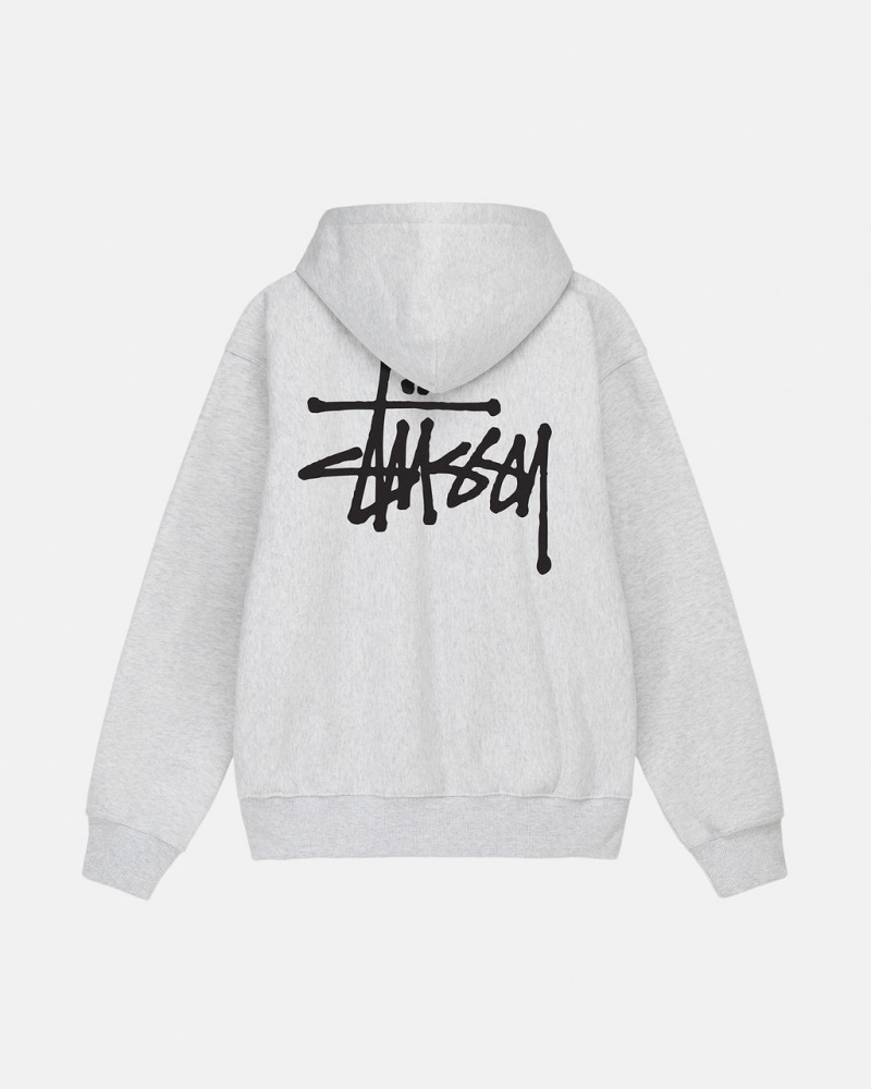 Men\'s Stussy Basic Stussy Hoodie Grey Ireland | EBY-7968