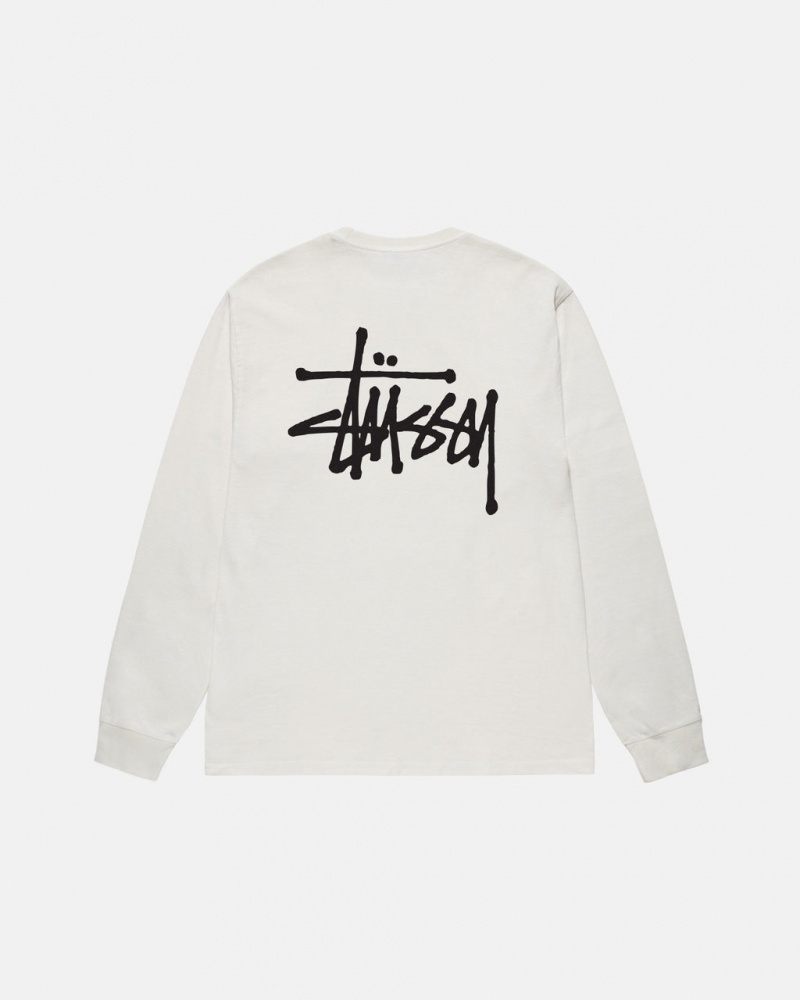 Men\'s Stussy Basic Stussy LS Tee Pigment Dyed Tees Beige Ireland | SWP-3166