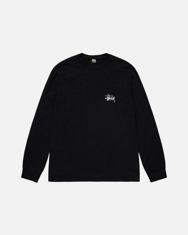 Men's Stussy Basic Stussy Ls Tees Black Ireland | KMM-3179