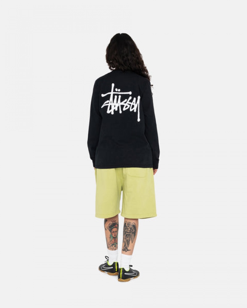 Men's Stussy Basic Stussy Ls Tees Black Ireland | KMM-3179