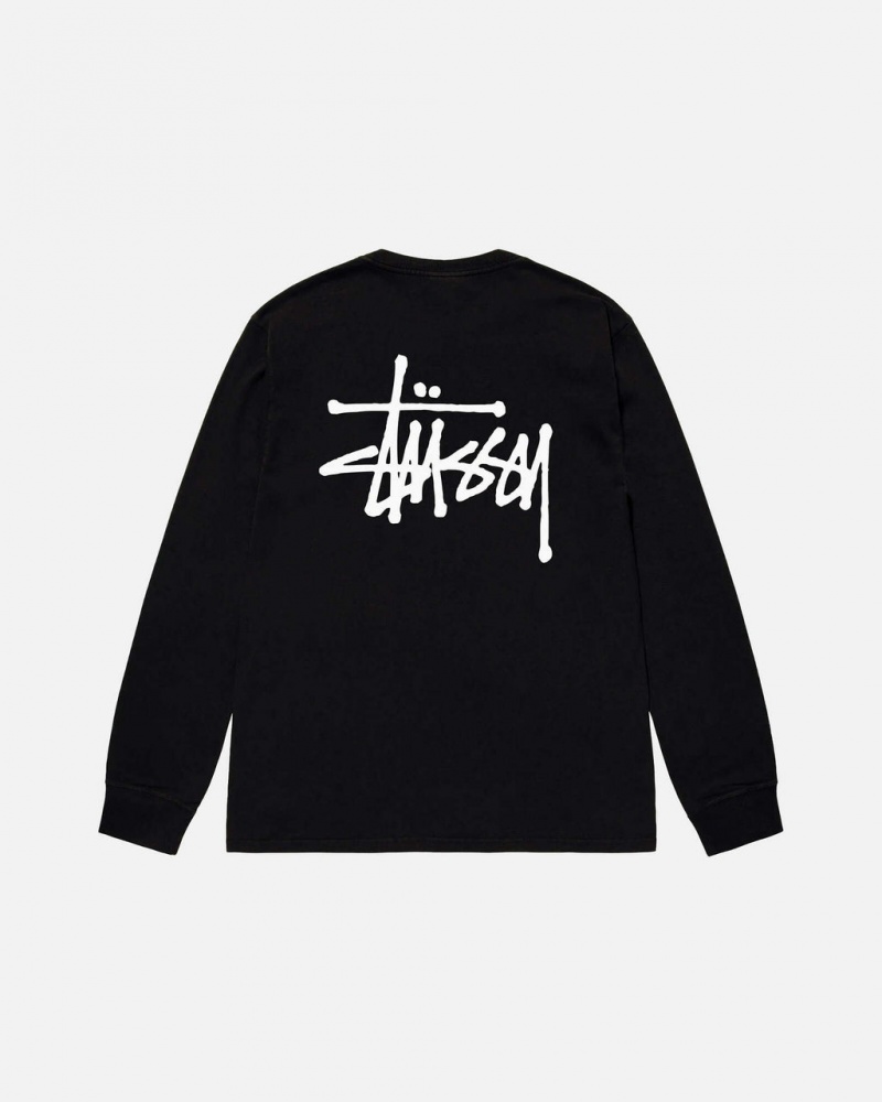 Men\'s Stussy Basic Stussy Ls Tees Black Ireland | KMM-3179