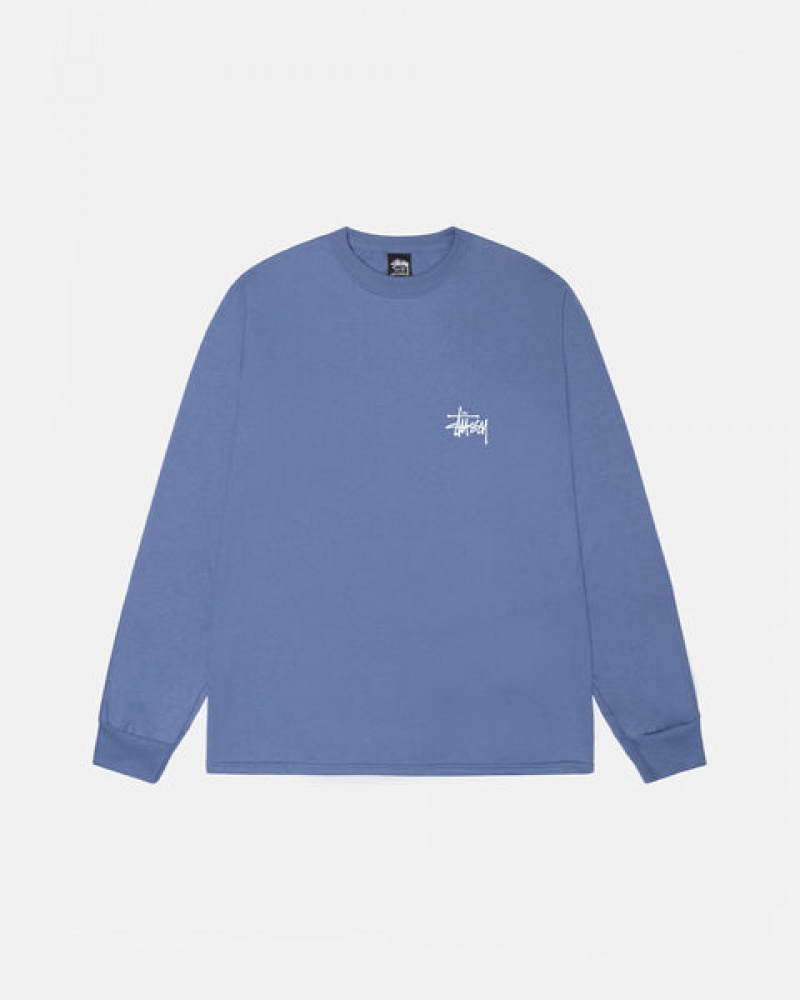 Men's Stussy Basic Stussy Ls Tees Royal Blue Ireland | NGX-1282