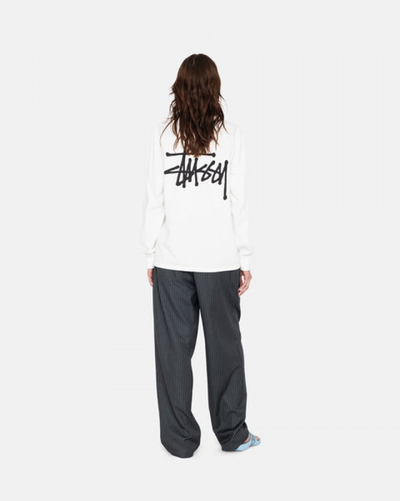 Men's Stussy Basic Stussy Ls Tees White Ireland | EZX-5772