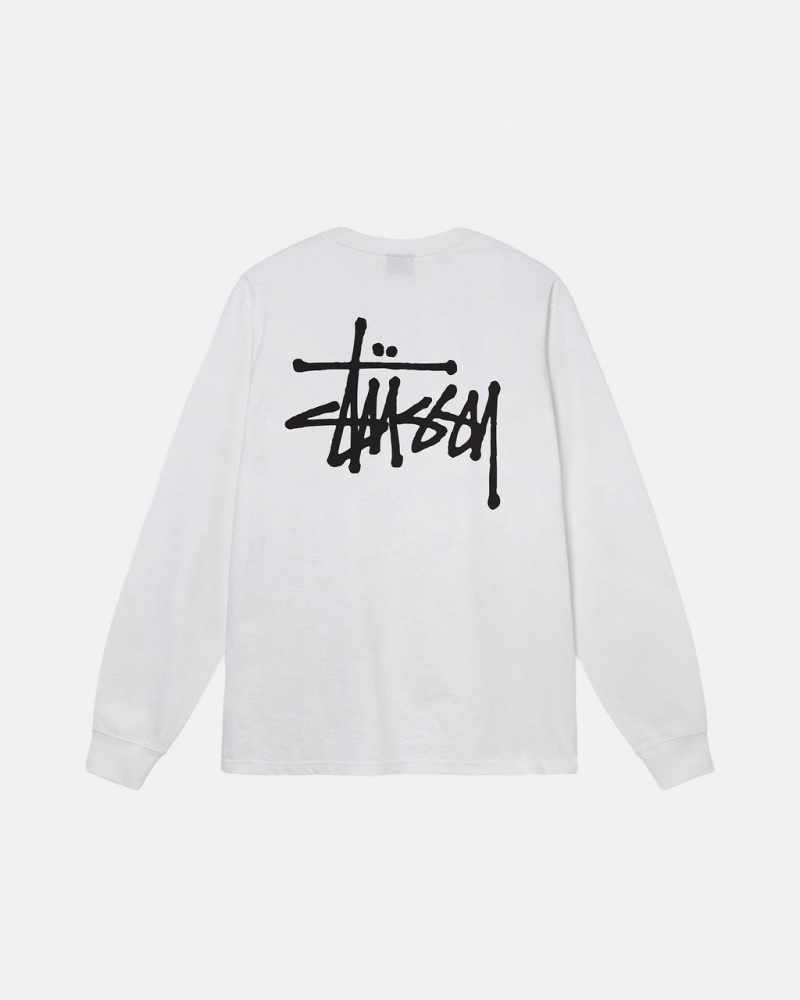 Men\'s Stussy Basic Stussy Ls Tees White Ireland | EZX-5772