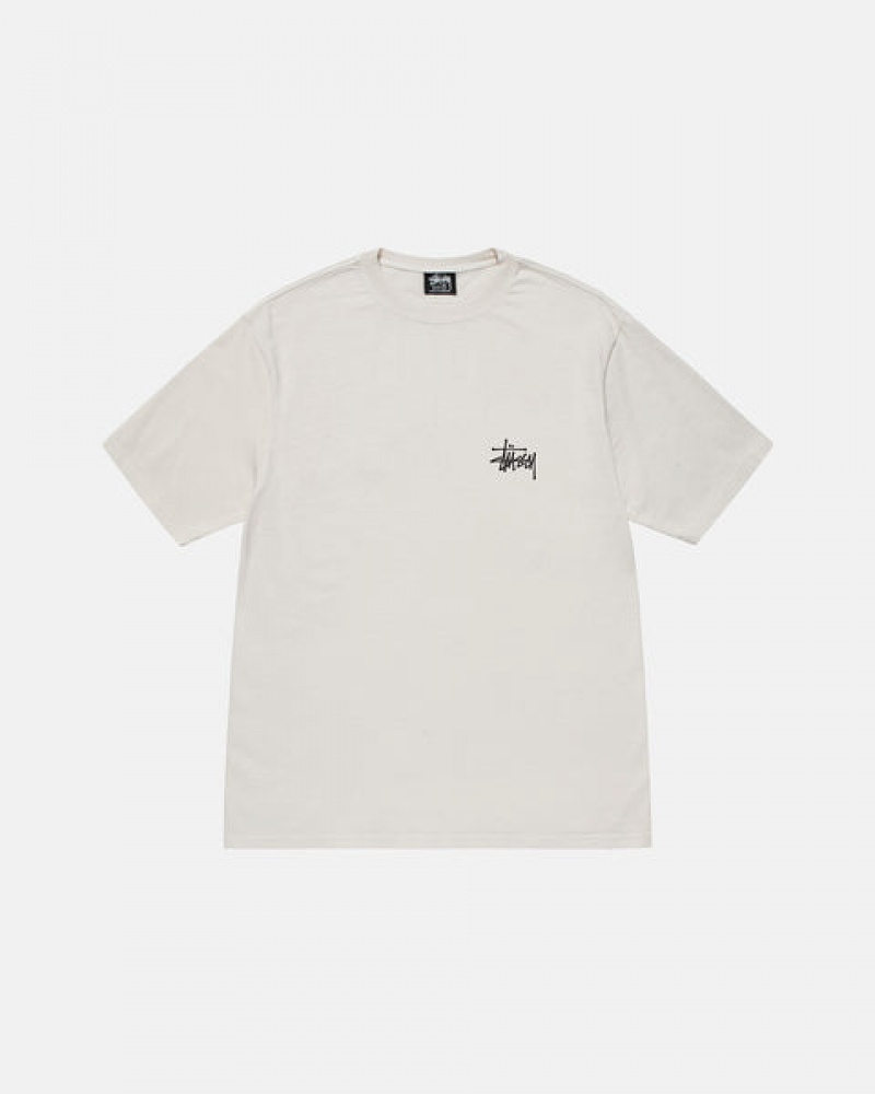 Men's Stussy Basic Stussy Tees Beige Ireland | DBI-2923