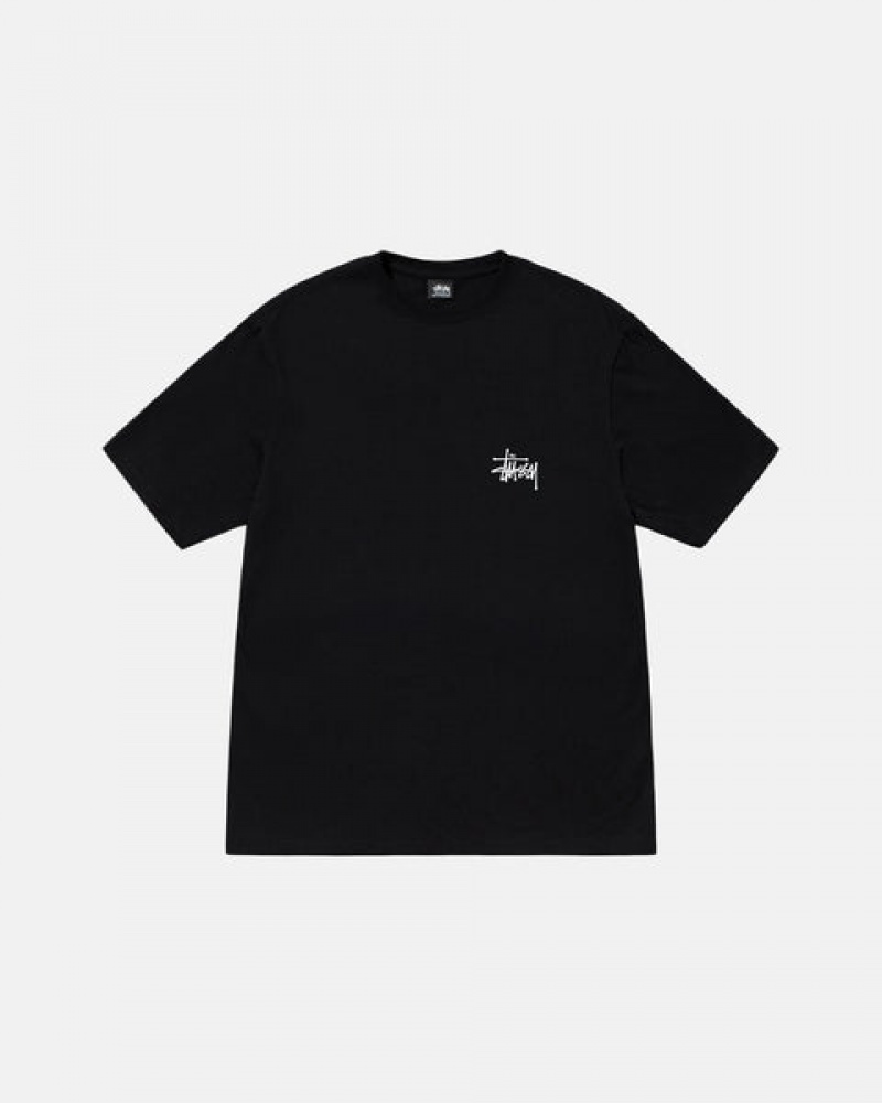 Men's Stussy Basic Stussy Tees Black Ireland | PUV-3768