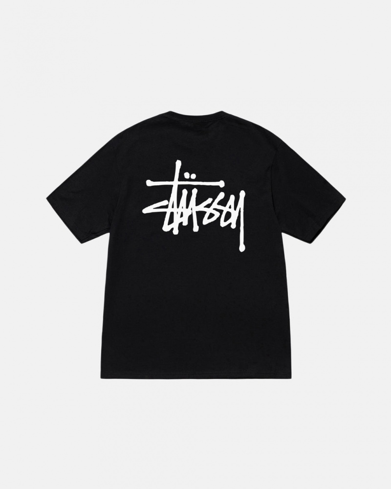 Men\'s Stussy Basic Stussy Tees Black Ireland | PUV-3768