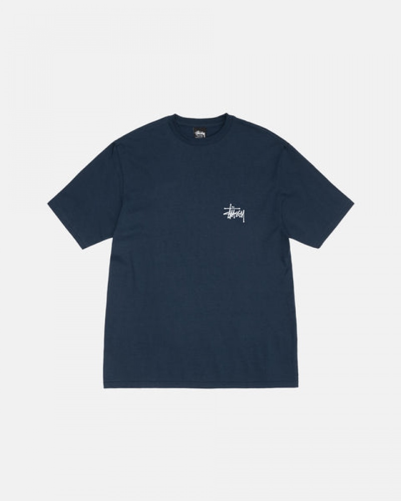 Men's Stussy Basic Stussy Tees Navy Ireland | KKS-3849