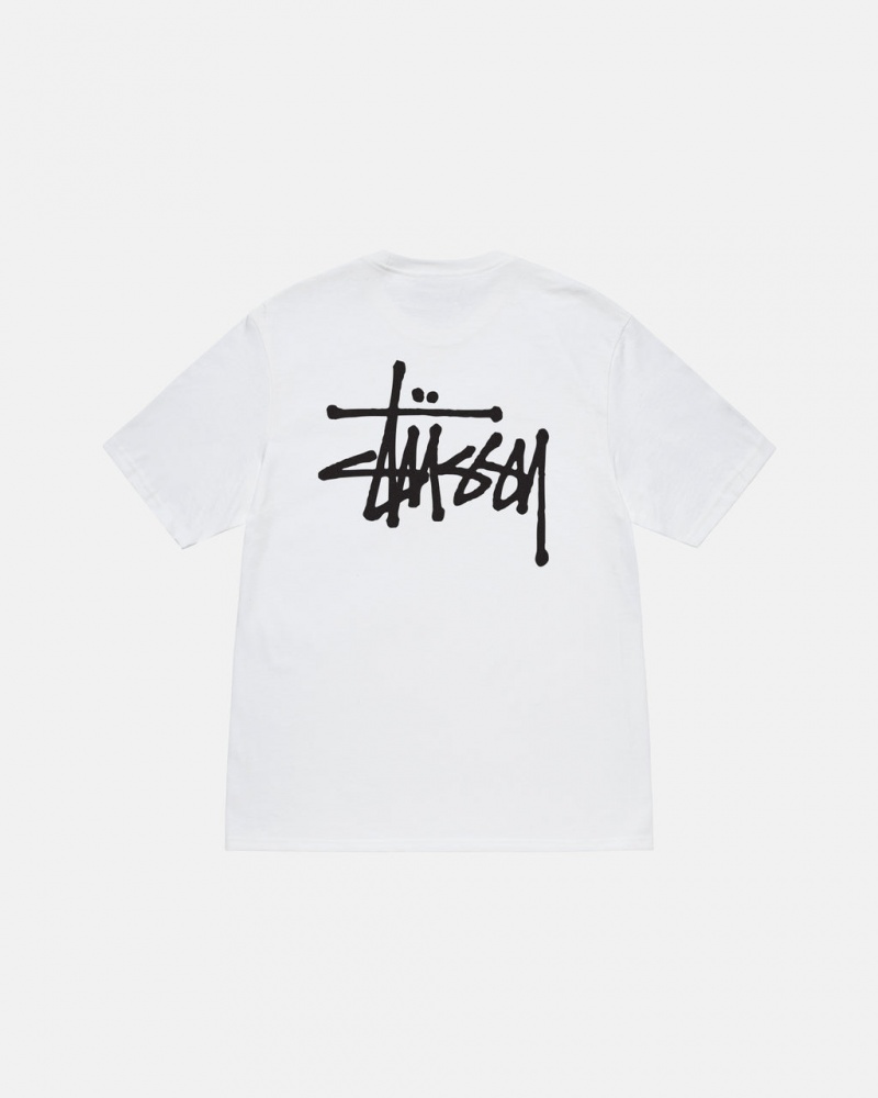 Men\'s Stussy Basic Stussy Tees White Ireland | SVQ-6934