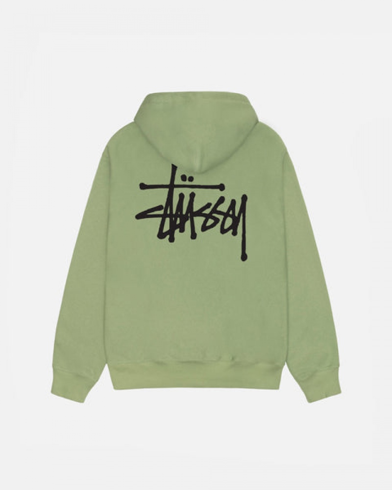 Men's Stussy Basic Stussy Zip Hood Sweatshirts Green Ireland | JXT-5863