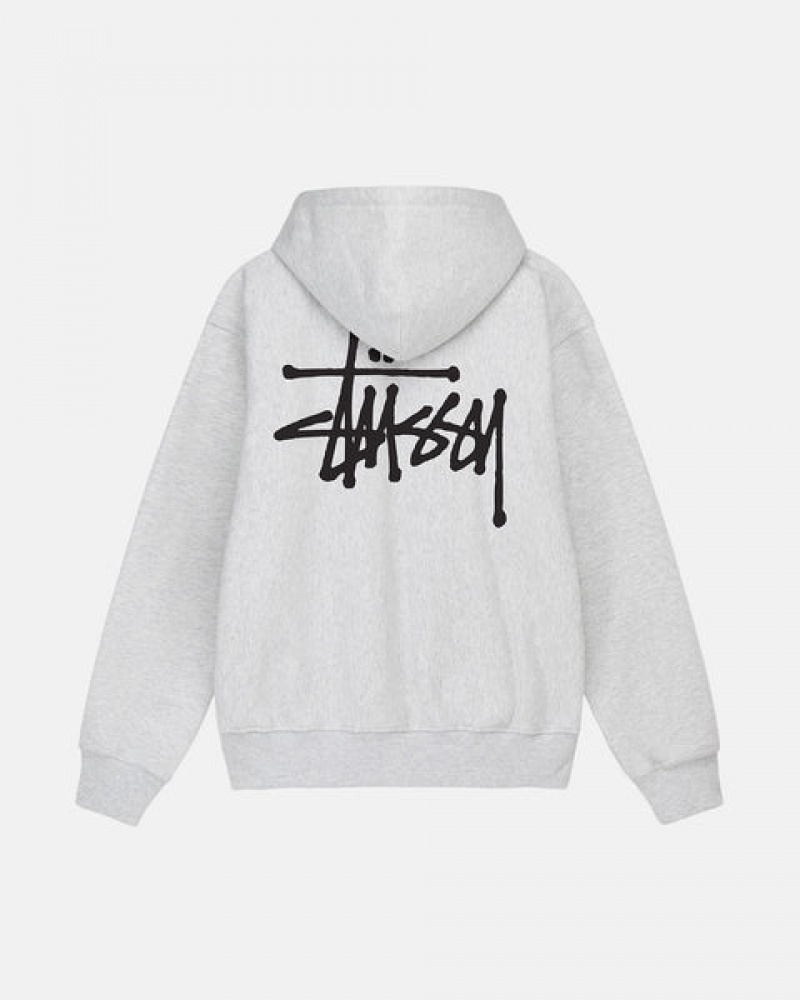 Men's Stussy Basic Stussy Zip Hoodie Grey Ireland | TZV-4217