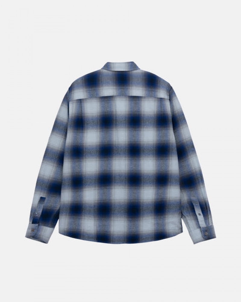 Men's Stussy Bay Plaid Shirt Jackets Navy Ireland | HMA-0785