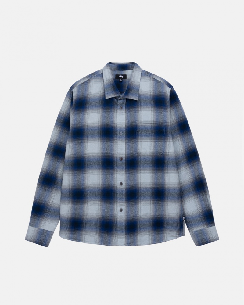 Men\'s Stussy Bay Plaid Shirt Jackets Navy Ireland | HMA-0785