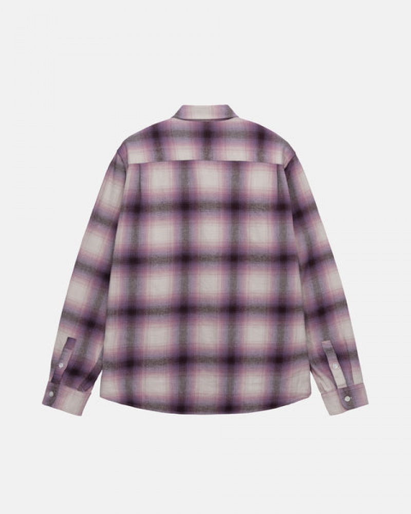 Men's Stussy Bay Plaid Shirts Burgundy Ireland | MLC-2937