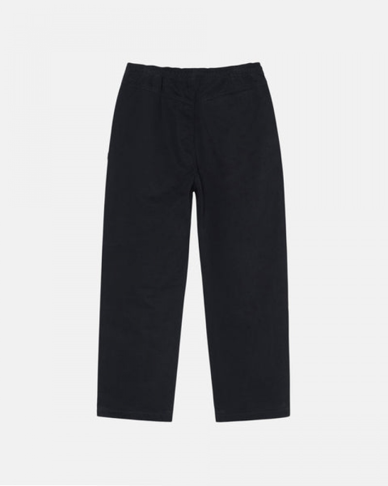 Men's Stussy Beach Pant Brushed Cotton Pants Black Ireland | GVK-1221