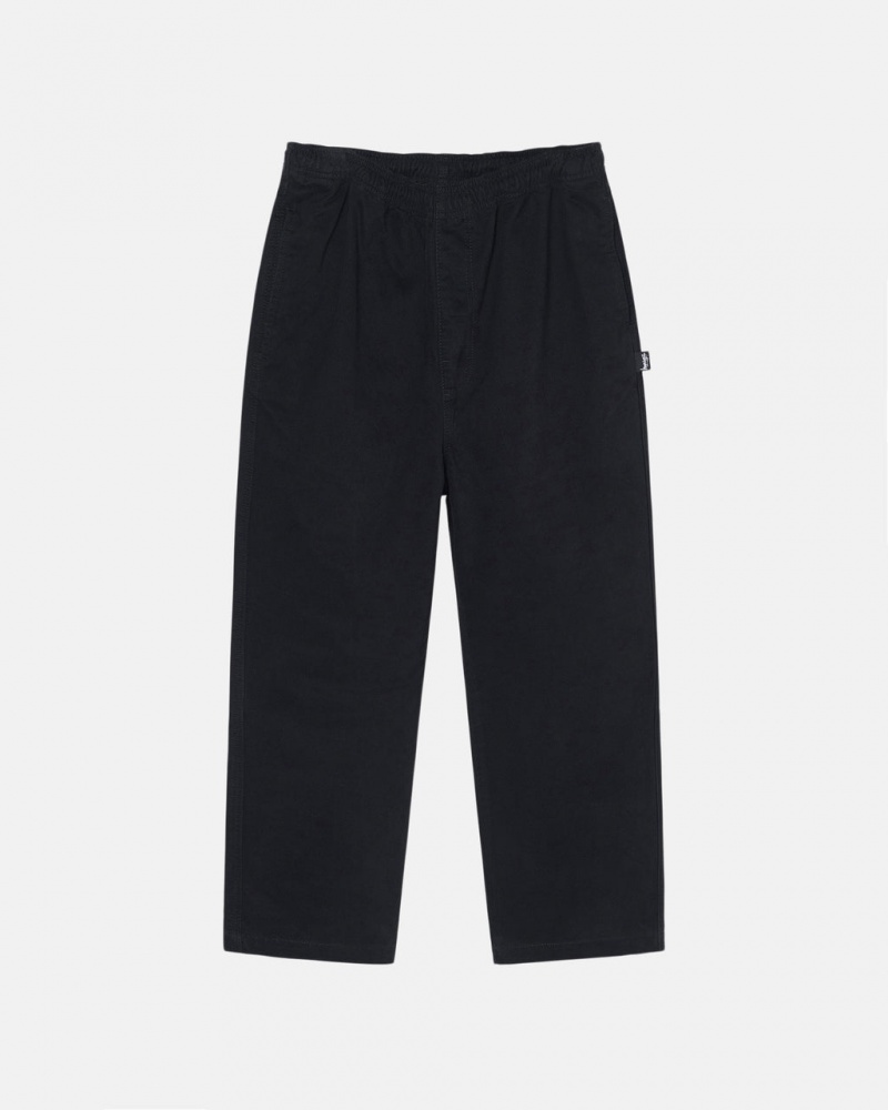 Men\'s Stussy Beach Pant Brushed Cotton Pants Black Ireland | GVK-1221