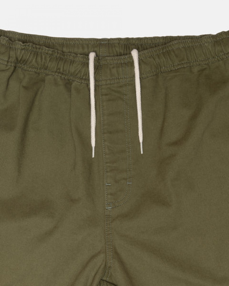 Men's Stussy Beach Pant Brushed Cotton Pants Olive Ireland | FFY-0325