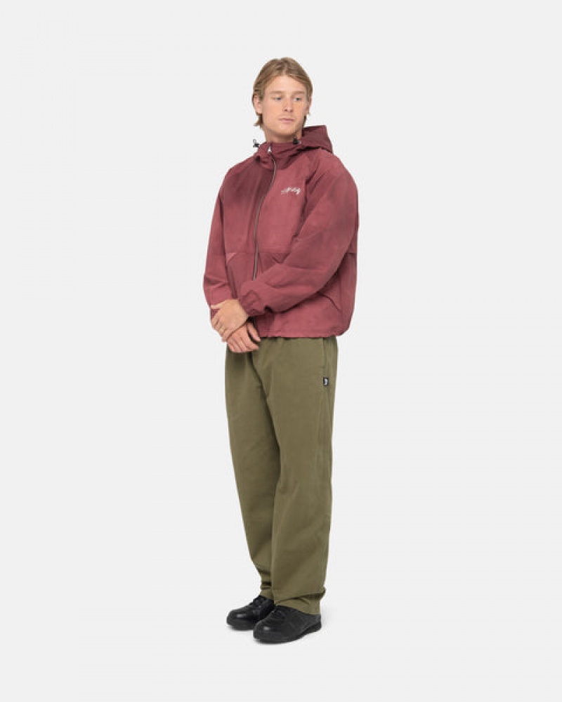 Men's Stussy Beach Pant Brushed Cotton Pants Olive Ireland | FFY-0325