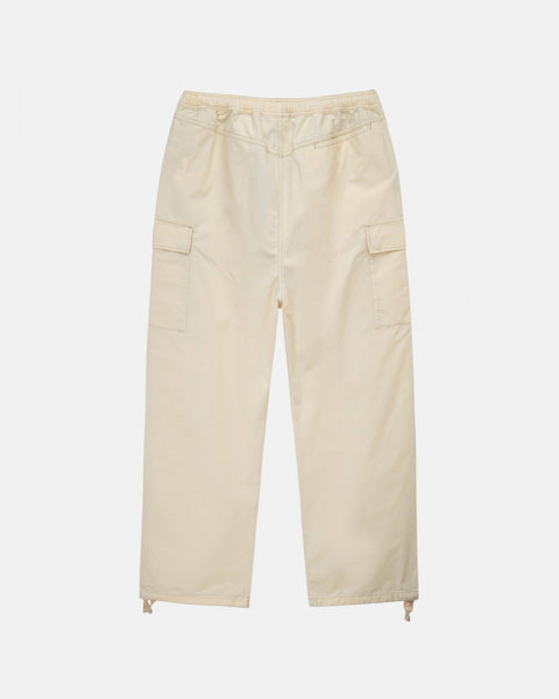 Men's Stussy Beach Pant Ripstop Cargo Pants Cream Ireland | YRO-3911