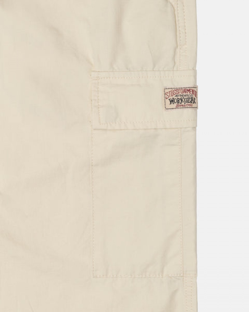 Men's Stussy Beach Pant Ripstop Cargo Pants Cream Ireland | YRO-3911