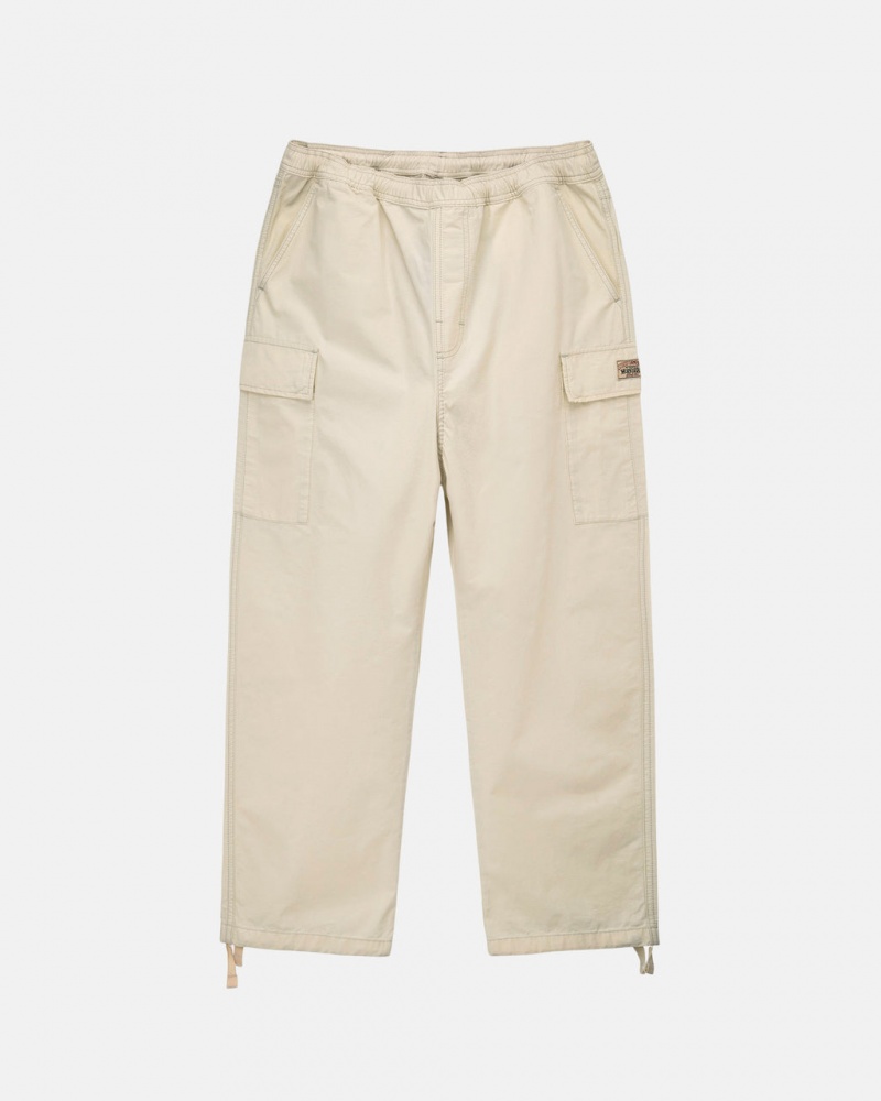 Men\'s Stussy Beach Pant Ripstop Cargo Pants Cream Ireland | YRO-3911