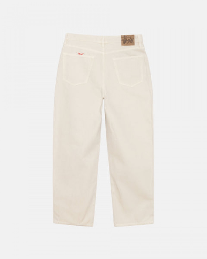 Men's Stussy Big Ol' Jean Washed Canvas Denim Beige Ireland | EAJ-2601