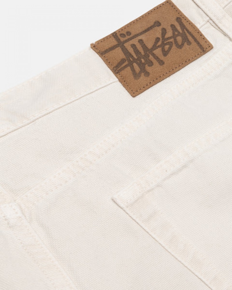 Men's Stussy Big Ol' Jean Washed Canvas Denim Beige Ireland | EAJ-2601