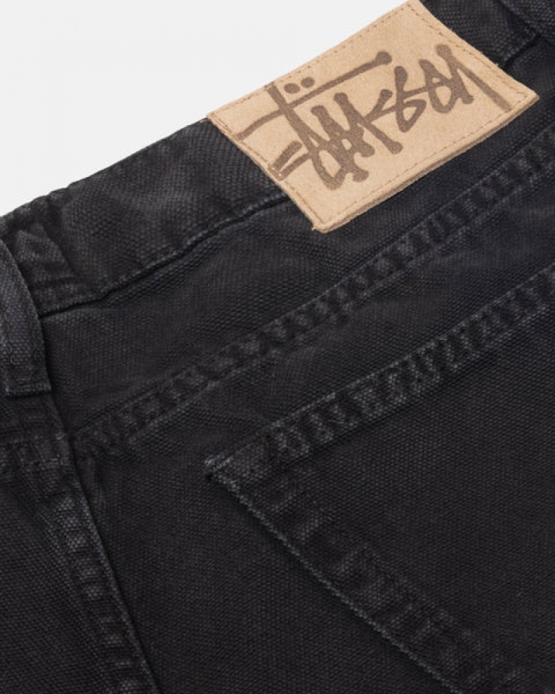 Men's Stussy Big Ol' Jean Washed Canvas Denim Black Ireland | ZGY-8862