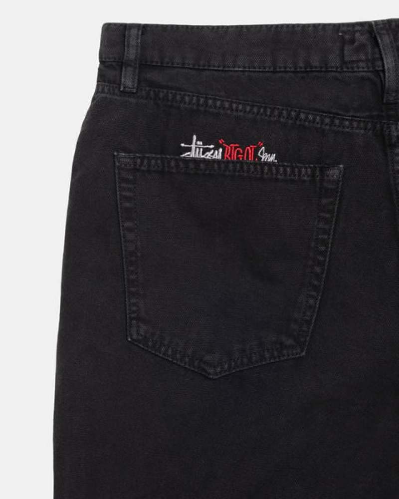 Men's Stussy Big Ol' Jean Washed Canvas Denim Black Ireland | ZGY-8862