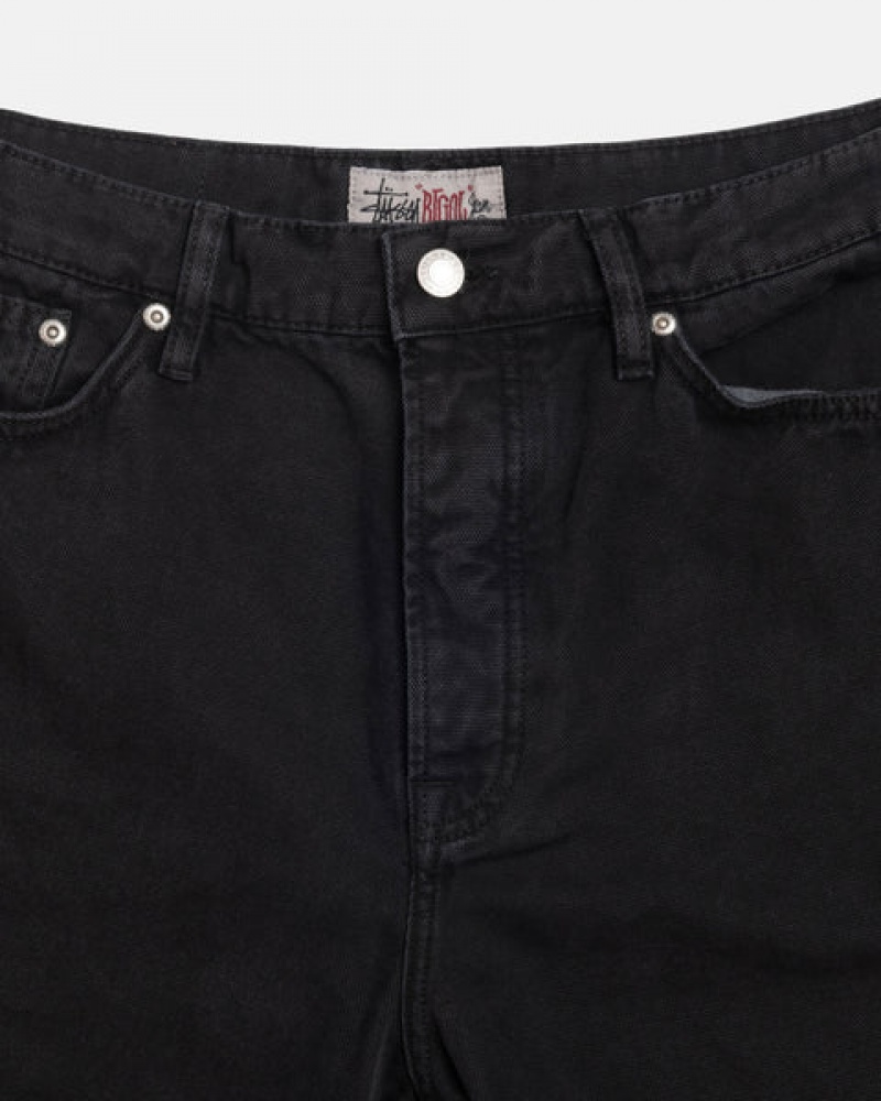 Men's Stussy Big Ol' Jean Washed Canvas Denim Black Ireland | ZGY-8862