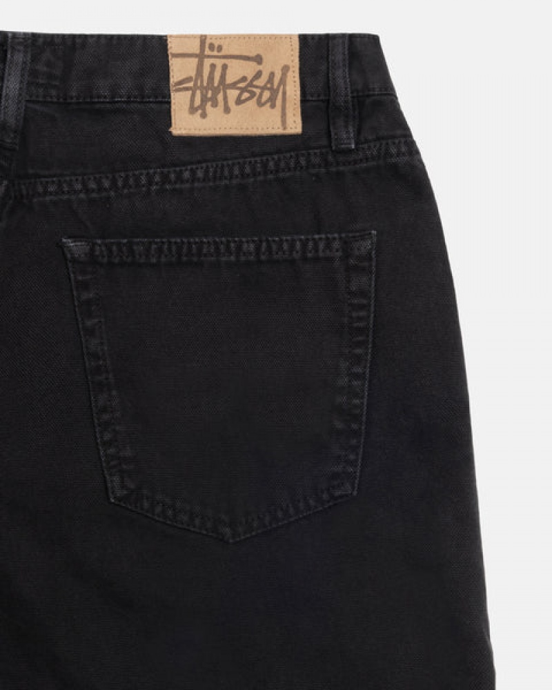 Men's Stussy Big Ol' Jean Washed Canvas Denim Black Ireland | ZGY-8862