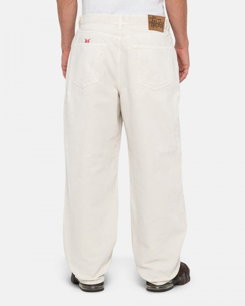 Men's Stussy Big Ol' Jean Washed Canvas Pants Beige Ireland | ZYC-8196