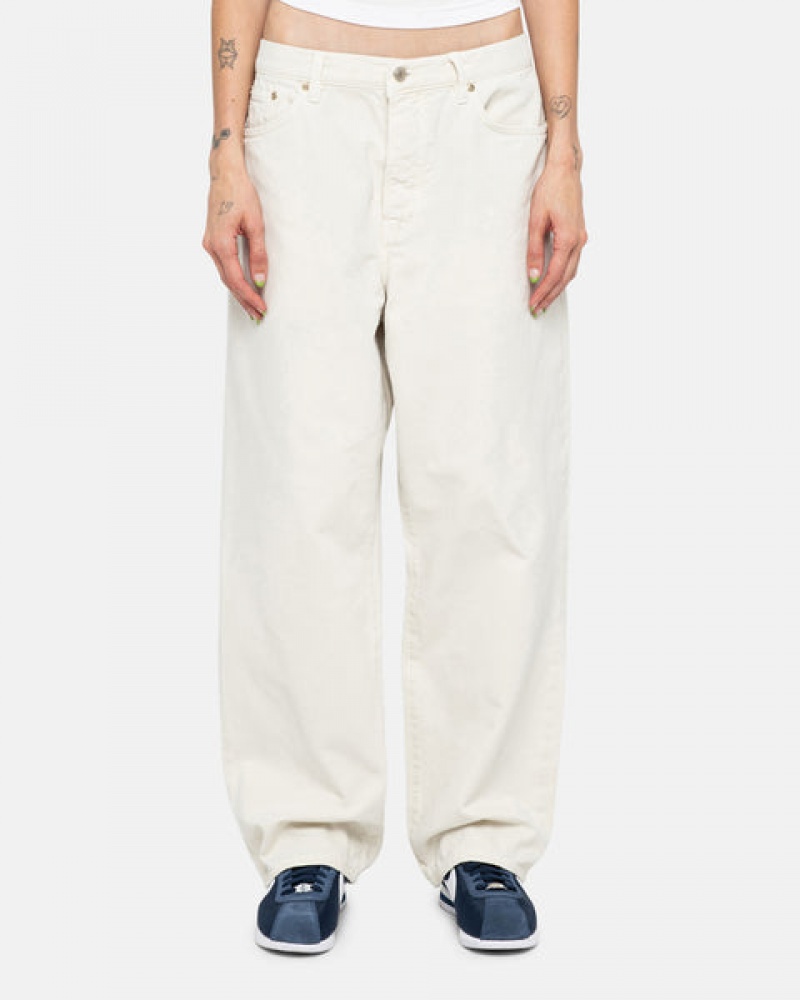 Men's Stussy Big Ol' Jean Washed Canvas Pants Beige Ireland | ZYC-8196