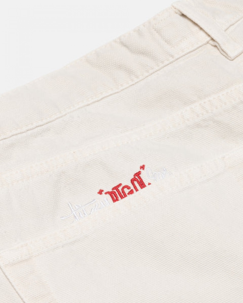 Men's Stussy Big Ol' Jean Washed Canvas Pants Beige Ireland | ZYC-8196