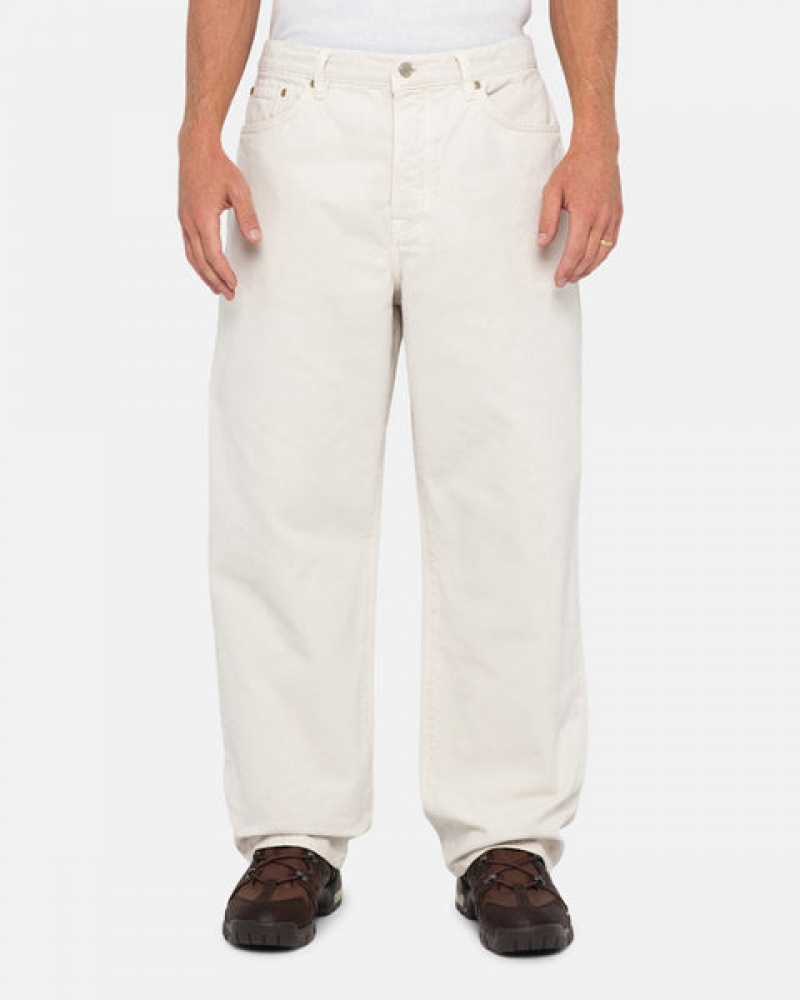 Men's Stussy Big Ol' Jean Washed Canvas Pants Beige Ireland | ZYC-8196