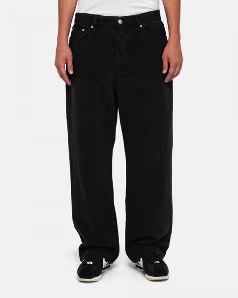 Men's Stussy Big Ol' Jean Washed Canvas Pants Black Ireland | CCZ-4284