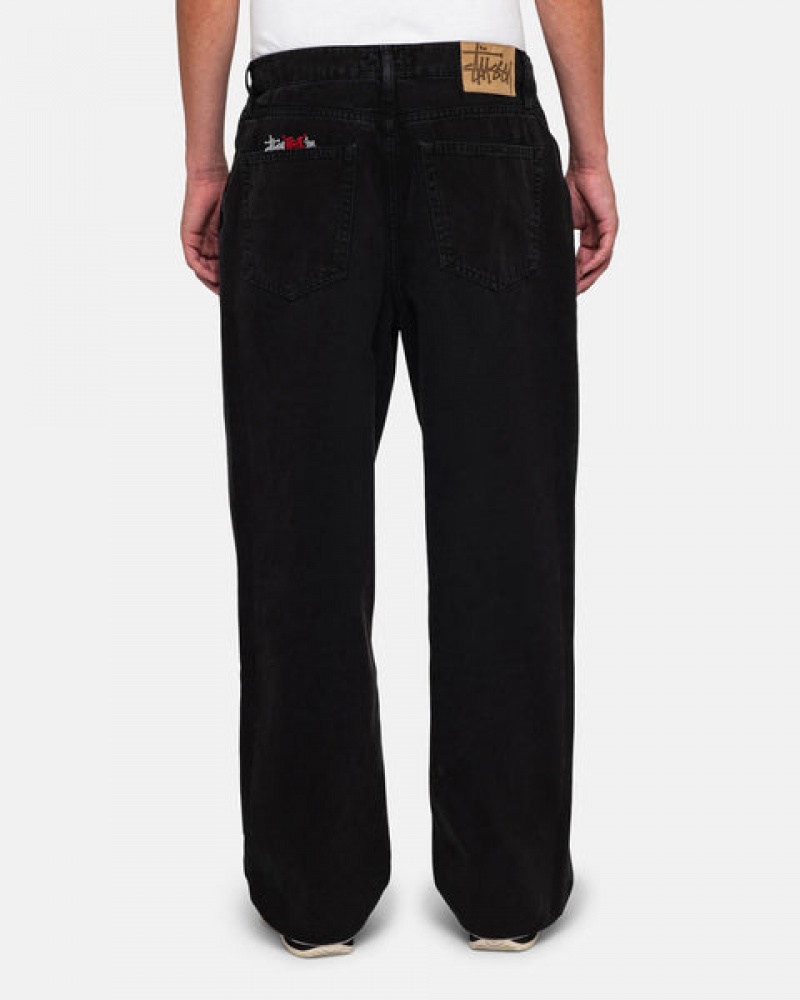 Men's Stussy Big Ol' Jean Washed Canvas Pants Black Ireland | CCZ-4284