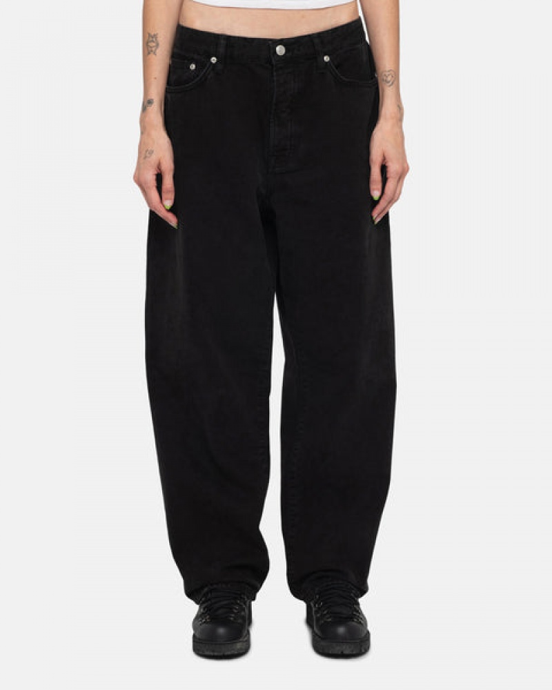 Men's Stussy Big Ol' Jean Washed Canvas Pants Black Ireland | CCZ-4284