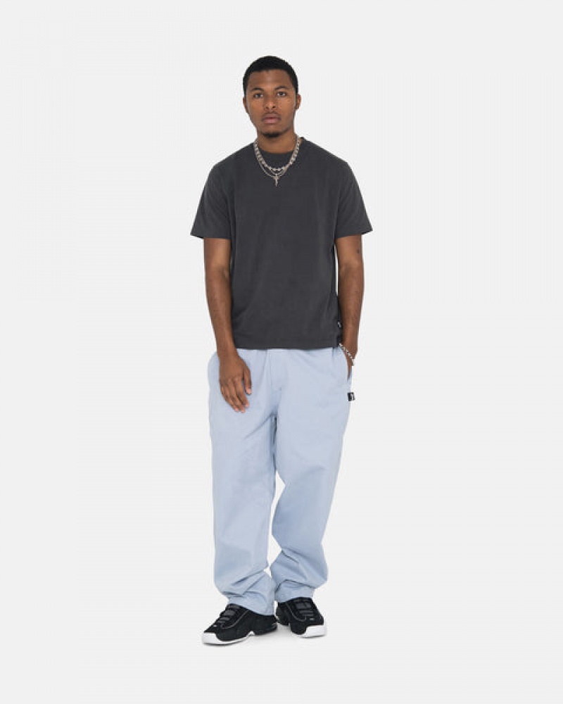 Men's Stussy Brushed Beach Pants Blue Ireland | HNW-1001