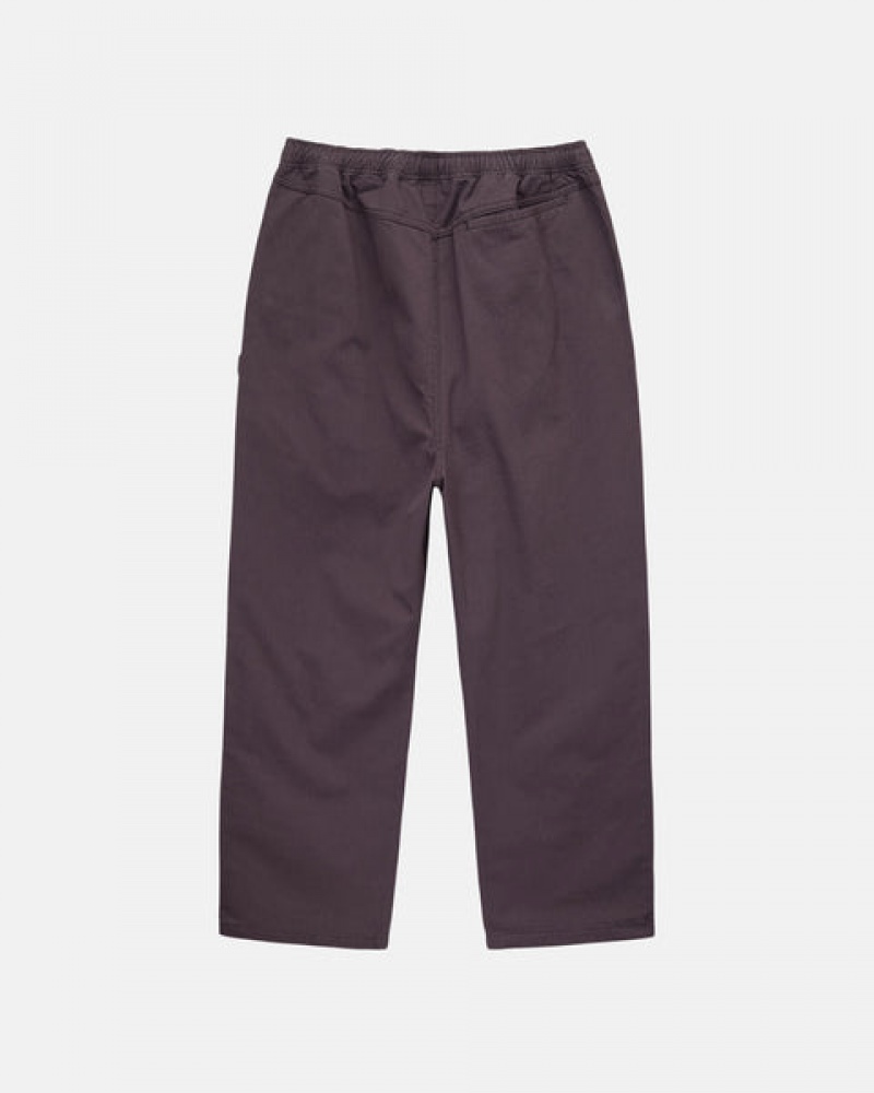 Men's Stussy Brushed Beach Pants Burgundy Ireland | ZVU-5690