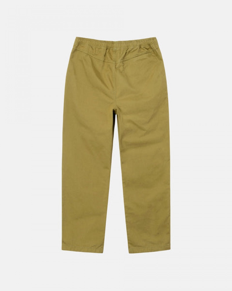 Men's Stussy Brushed Beach Pants Dark Olive Ireland | IIO-8915