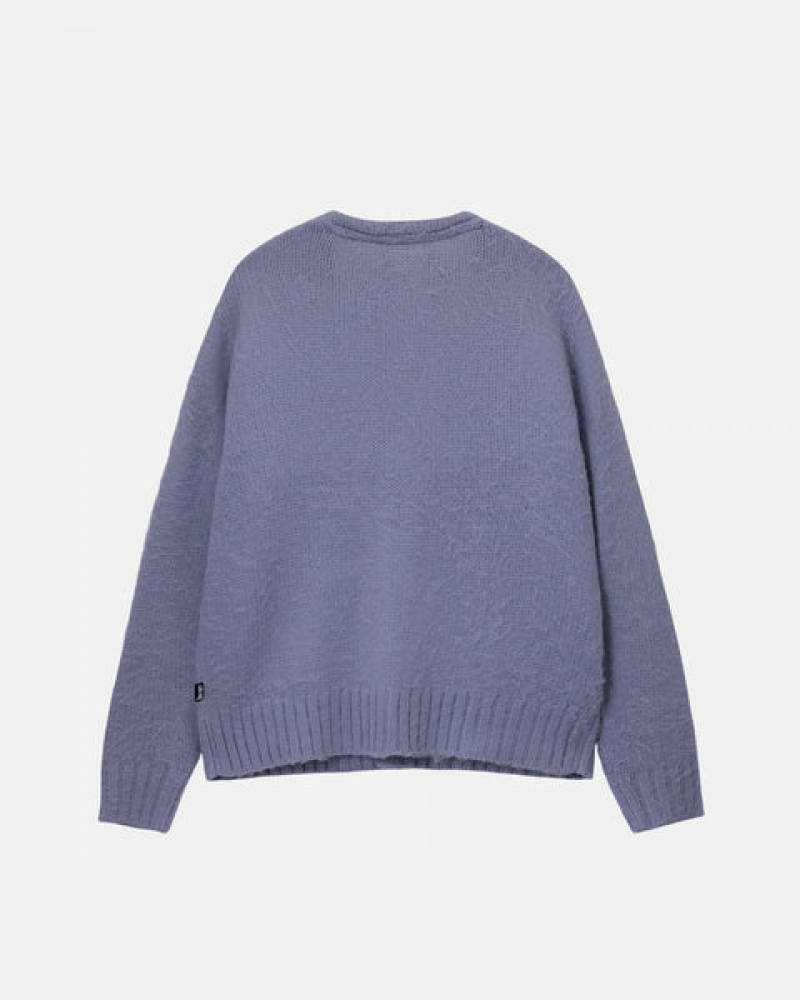 Men's Stussy Brushed Cardigan Sweaters Purple Ireland | RRV-9987