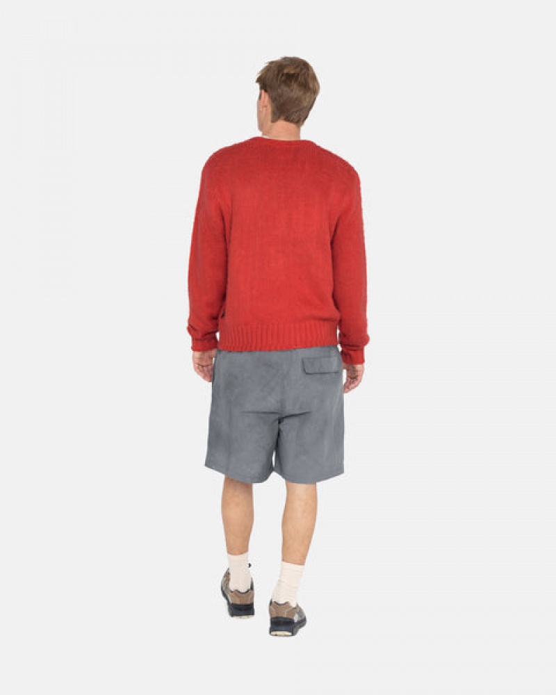 Men's Stussy Brushed Cardigan Sweaters Red Ireland | DCX-4929