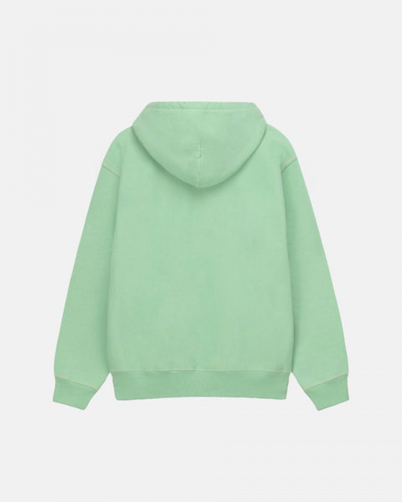 Men's Stussy Contrast Stitch Label Hood Sweatshirts Green Ireland | IKI-8953