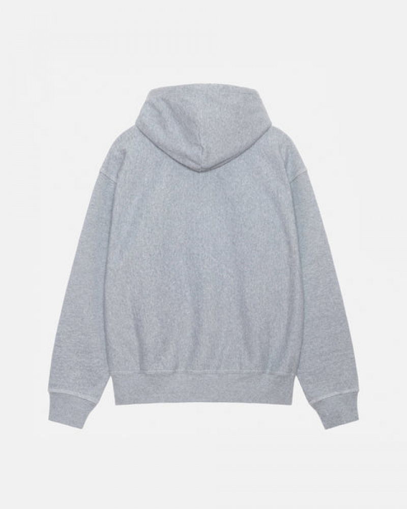 Men's Stussy Contrast Stitch Label Hoodie Grey Ireland | WLA-7771